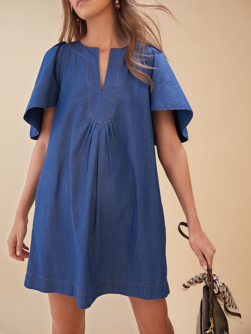 NWT Pomander Place Tuckernuck Women’s Denim Finley Flutter Sleeve Dress